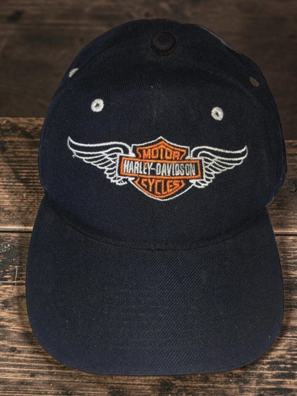 Vintage Harley Davidson HD Motorcycle Authentic Black Snapback Cap Wings Hat